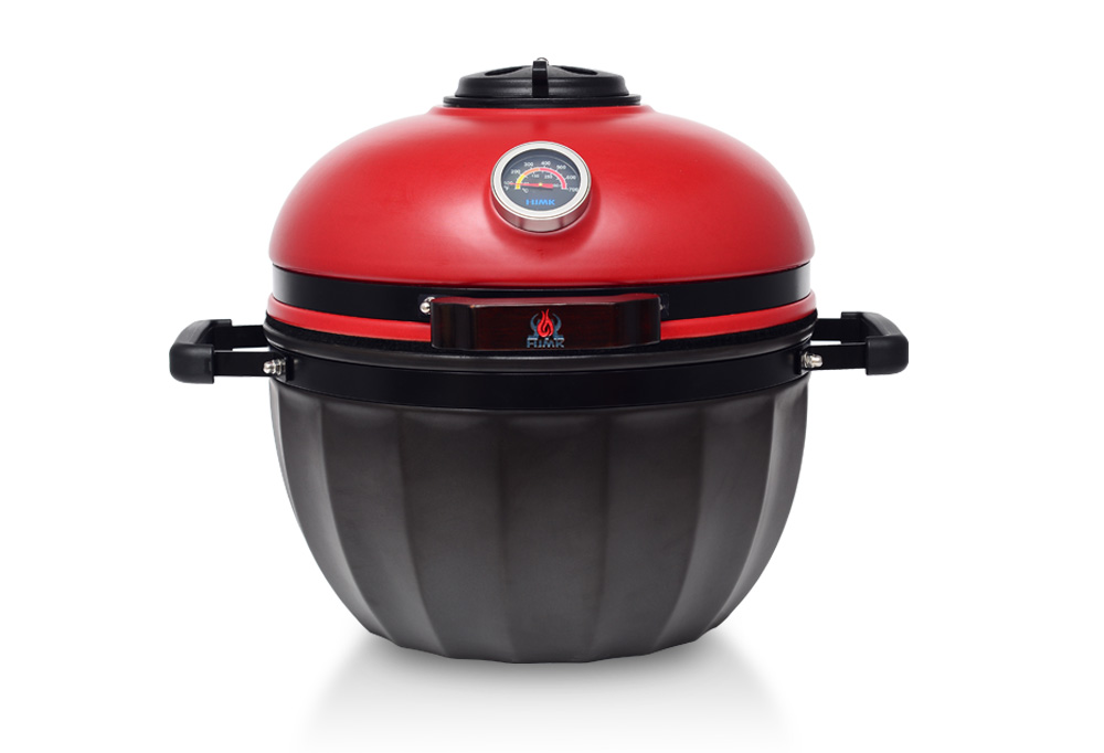 HJMK13英寸迷你款微型KAMADO焖烤炉陶瓷烧烤炉红色